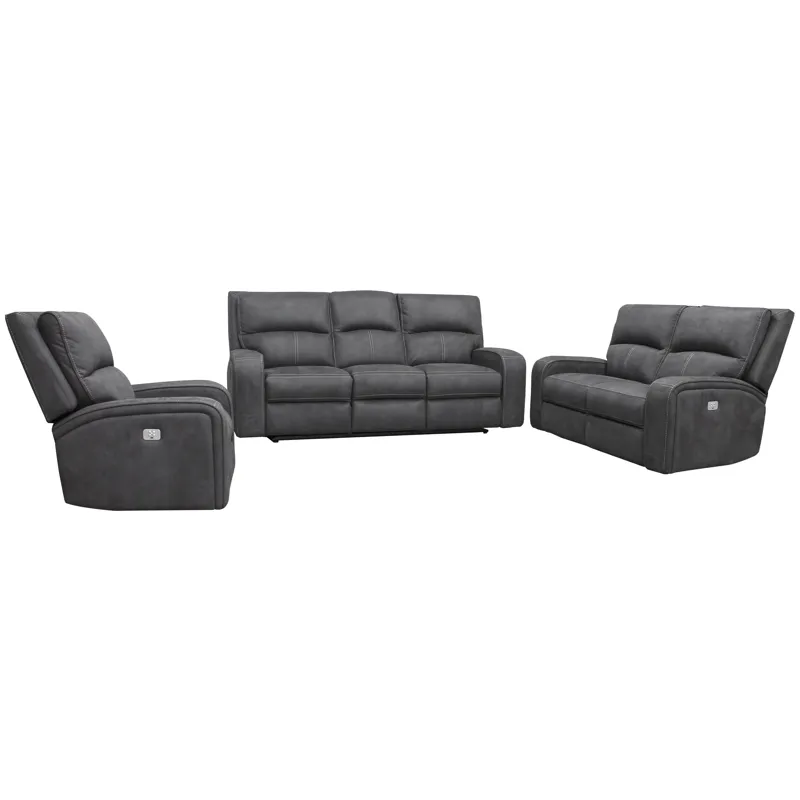 Polaris Slate Power Reclining Sofa Loveseat and Recliner