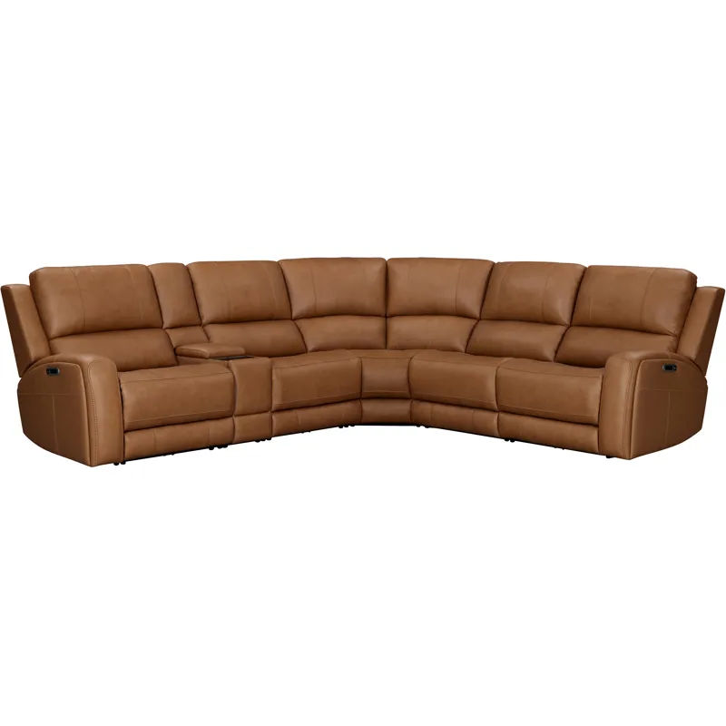 Belmont Lyric Caramel 6 Piece Zero Gravity Power Reclining Sectional with Power Adjustable Headrests