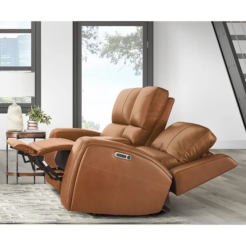 Belmont Lyric Caramel Zero Gravity Power Reclining Sofa Loveseat and Recliner