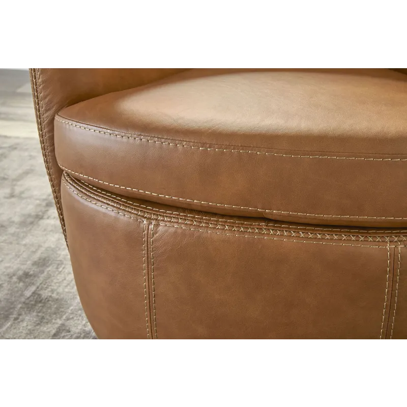 Barolo Vintage Caramel 100% Italian Leather Swivel Club Chair Two Pack