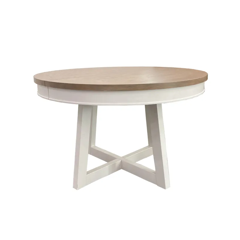 Americana Modern Dining 48 inch Round Extendable Dining Table and 4 Upholstered Chairs