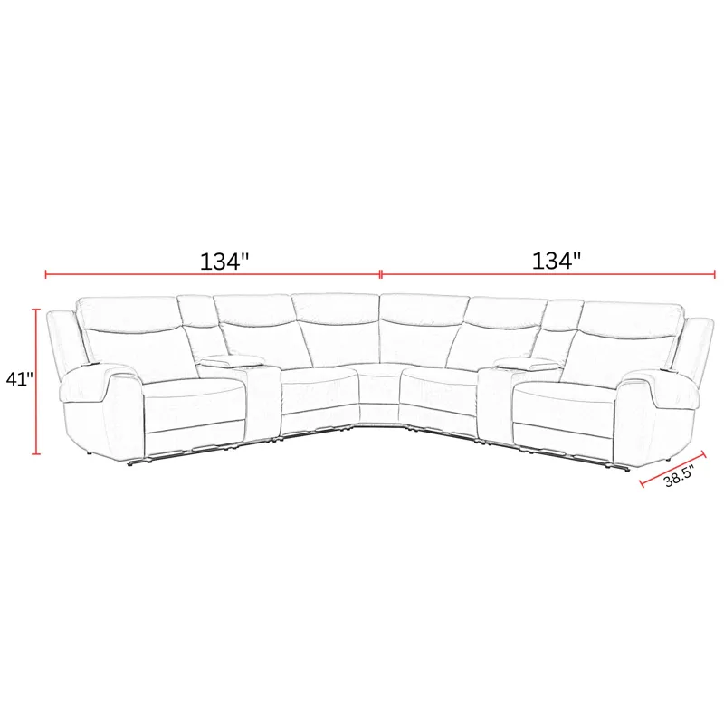 Momentum Cashew 7 Piece Modular Power Reclining Sectional with Power Adjustable Headrests