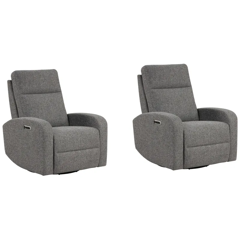 Thriller Natural Beauty Grey Power Swivel Glider Recliner Two Pack