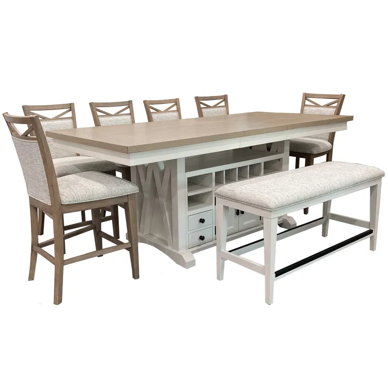 Americana Modern Dining 72 inch Island Counter Height Extendable Dining Table