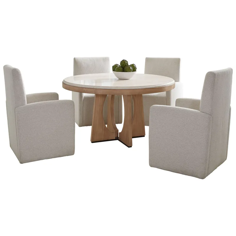 Escape Dining 54 Inch Round Table with 4 Caster Chairs