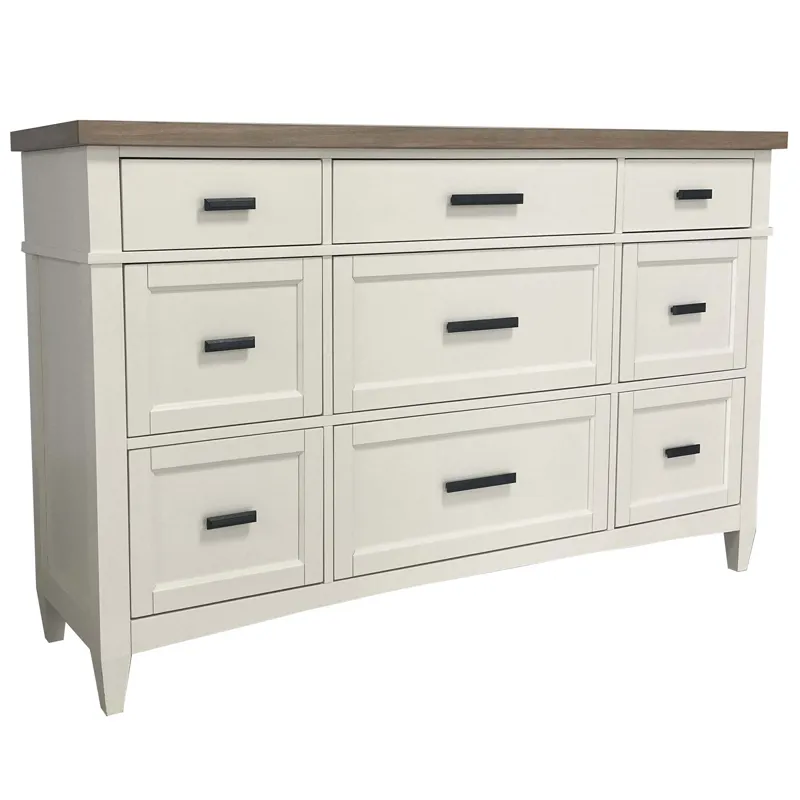 Americana Modern Bedroom King Platform Bed 2 Nightstands and Dresser with Mirror