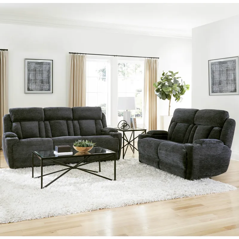 Dalton Lucky Charcoal Power Reclining Sofa and Loveseat