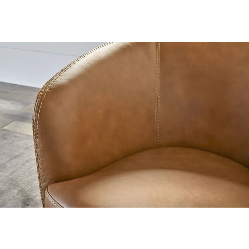 Barolo Vintage Caramel 100% Italian Leather Swivel Club Chair Two Pack
