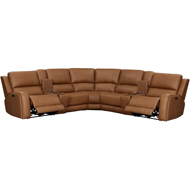 Belmont Lyric Caramel 7 Piece Zero Gravity Power Reclining Sectional with Power Adjustable Headrests