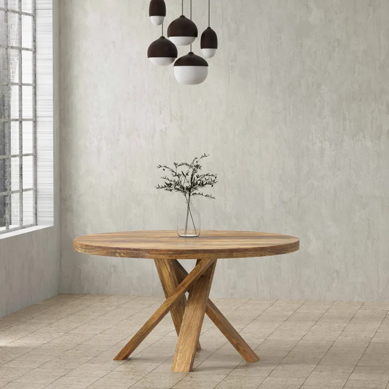 Crossings Downtown Dining 60 Inch Round Dining Table With 4 Upholstered Chairs
