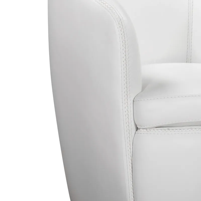 Barolo Snow 100% Italian Leather Swivel Club Chair Two Pack