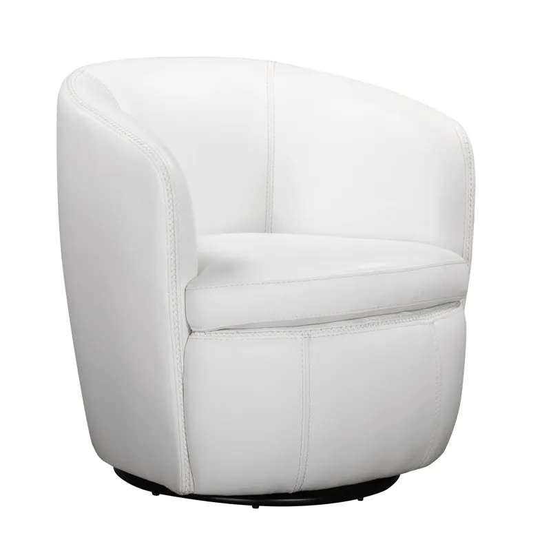 Barolo Snow 100% Italian Leather Swivel Club Chair Two Pack