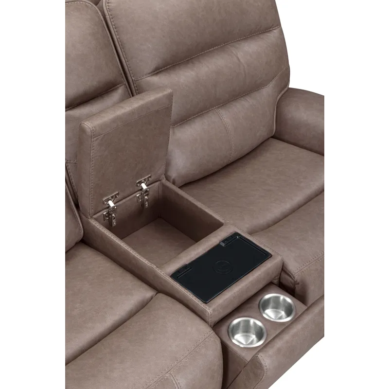 Lawson Sydney Brunette Power Zero Gravity Tilt Console Loveseat P2