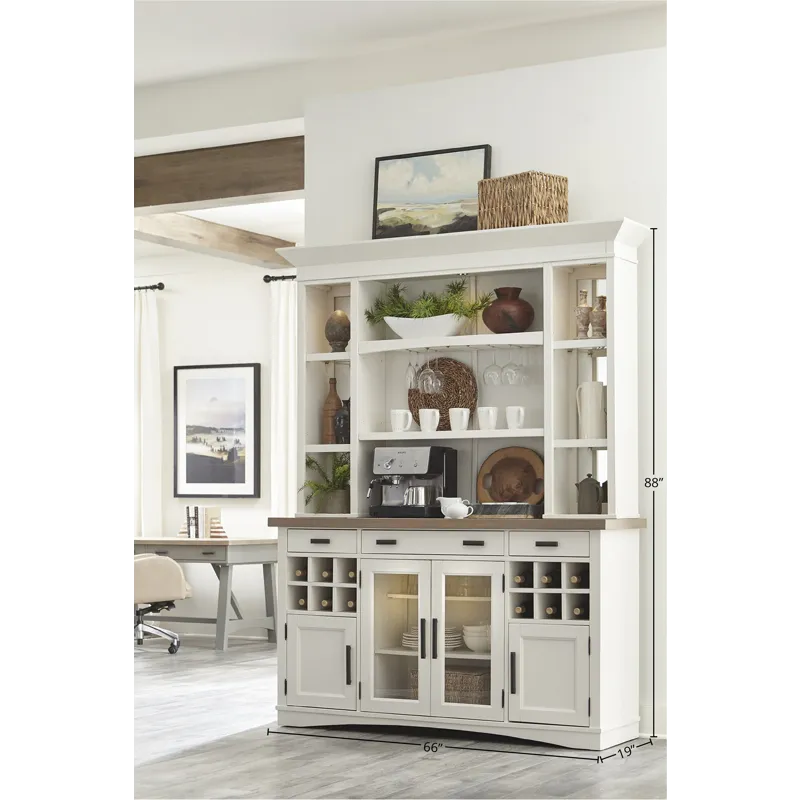 Americana Modern Dining 69 inch Buffet and Hutch with Quartz Insert