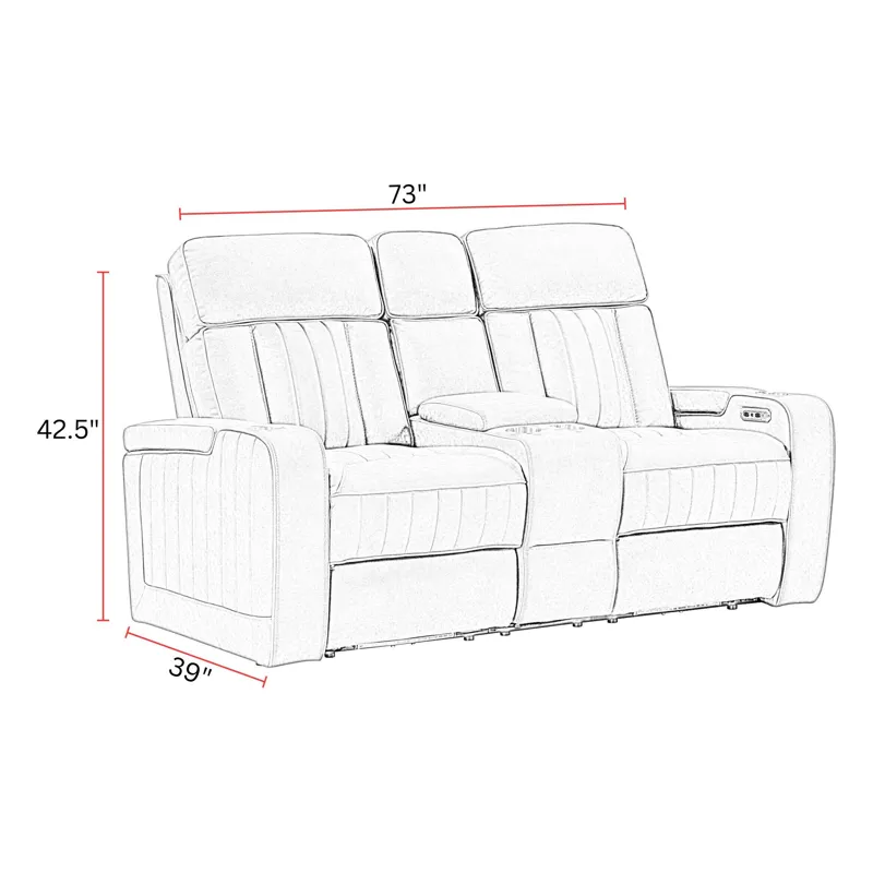 Equinox Mercury Power Reclining Console Loveseat