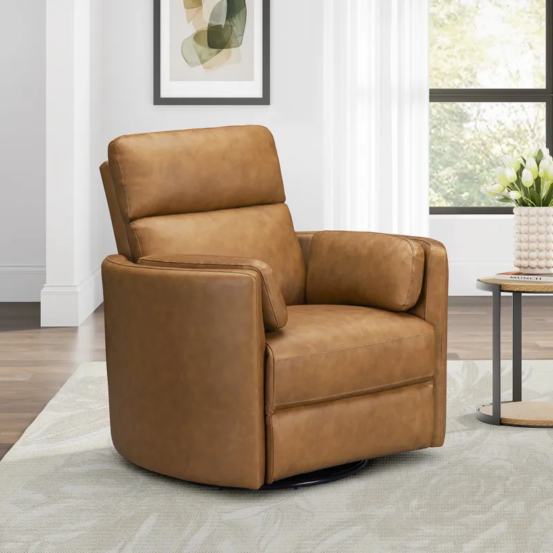 Radius Vintage Caramel Swivel Power Glider Recliner Two Pack