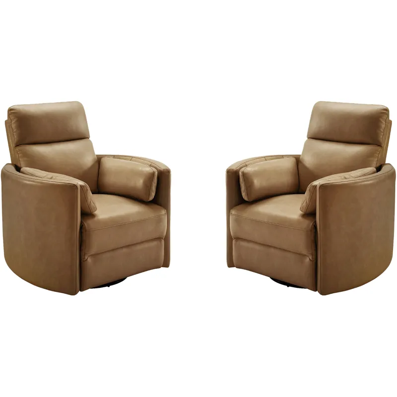 Radius Vintage Caramel Swivel Power Glider Recliner Two Pack