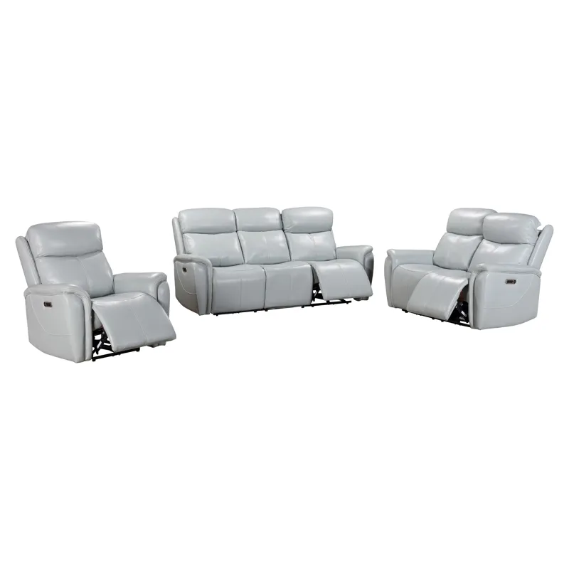 Cascade Seamist Grey Power Reclining Sofa Loveseat and Recliner