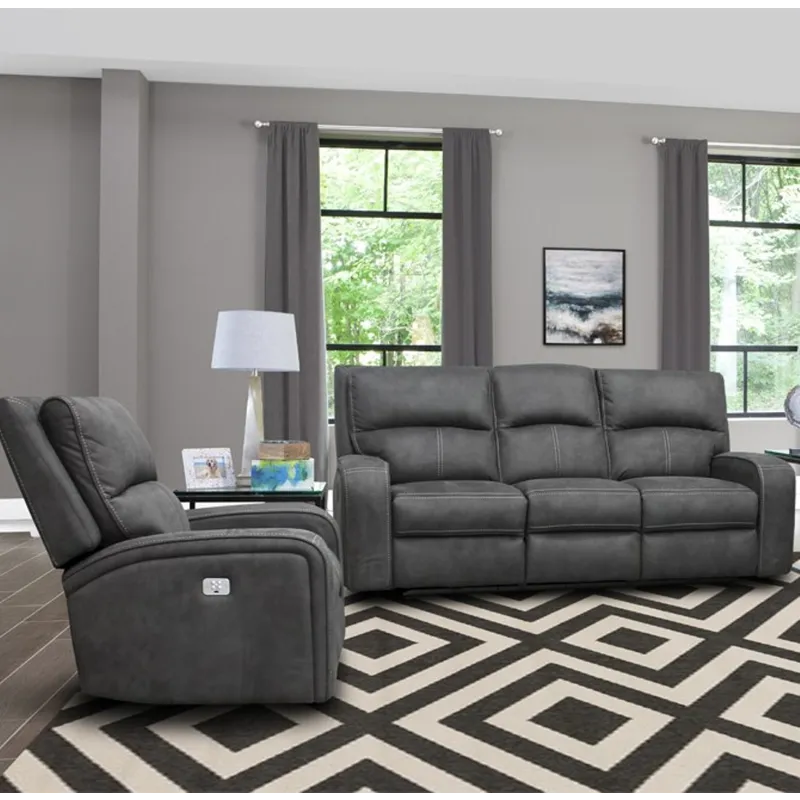 Polaris Slate Power Reclining Sofa and Recliner