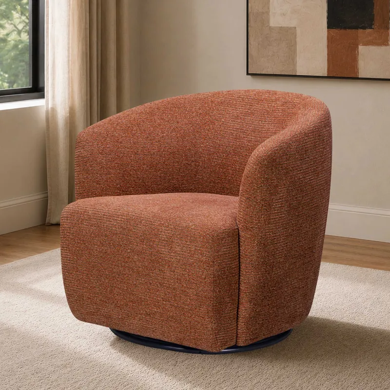 Mingle Thatch Terracotta Swivel Glider Accent Chair Two Pack