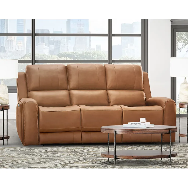 Belmont Lyric Caramel Zero Gravity Power Reclining Sofa Loveseat and Recliner