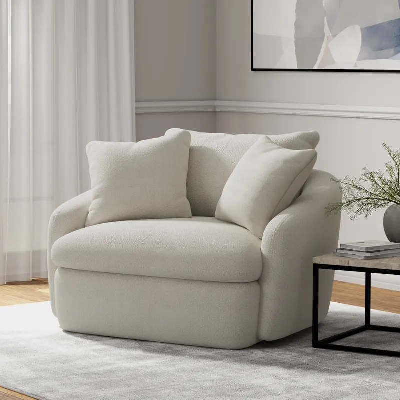 Boomer Utopia Sand Large Swivel Chair with 2 Toss Pillows Two Pack