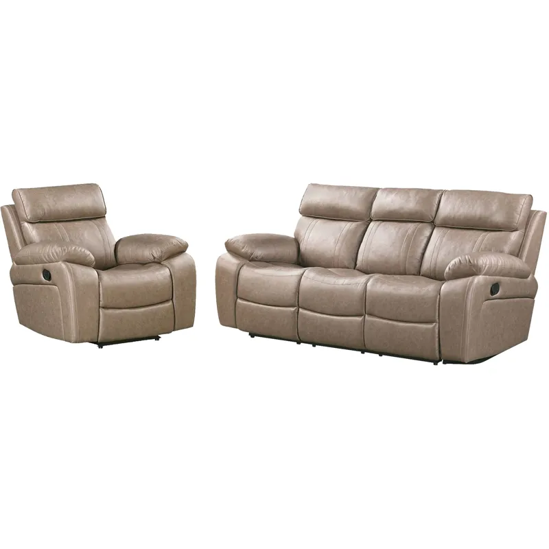 Theon Stokes Toffee Manual Reclining Sofa and Recliner