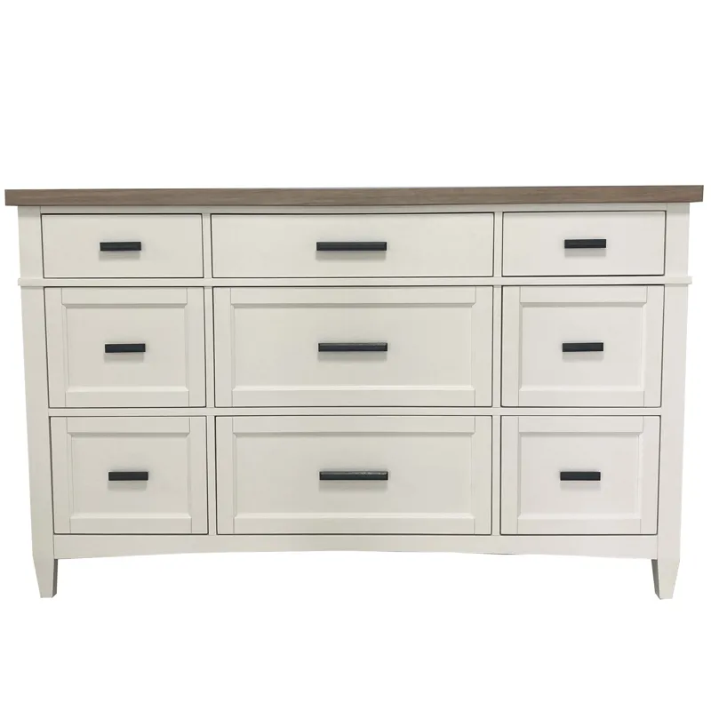 Americana Modern Bedroom King Platform Bed 2 Nightstands and Dresser with Mirror