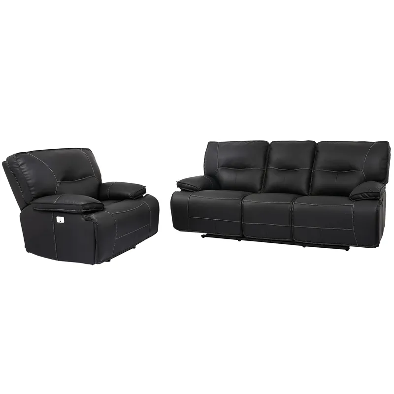 Spartacus Black Power Reclining Sofa and Recliner