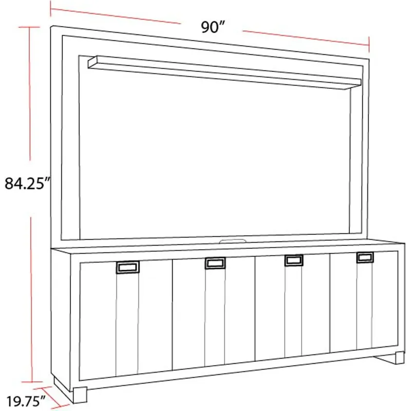Ascent 92 Inch TV Console with Hutch and Back Panel