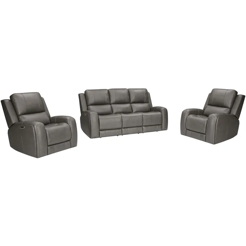 Belmont Autumn Fog Zero Gravity Power Reclining Sofa and 2 Recliners