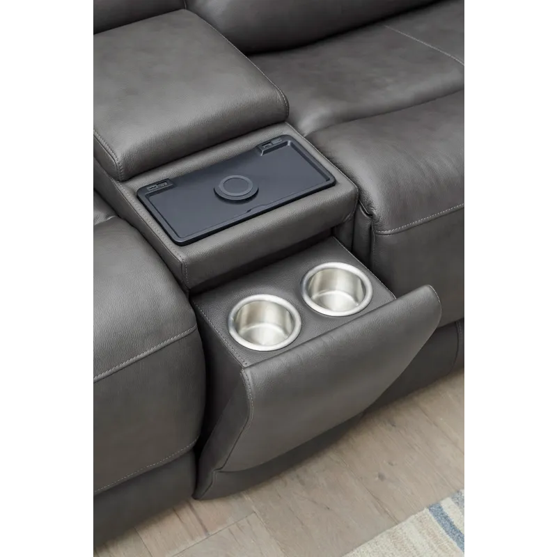 Belmont Autumn Fog 7 Piece Zero Gravity Power Reclining Sectional with Power Adjustable Headrests