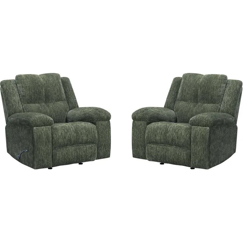 Bronco Plush Forest Manual Rocker Recliner Two Pack