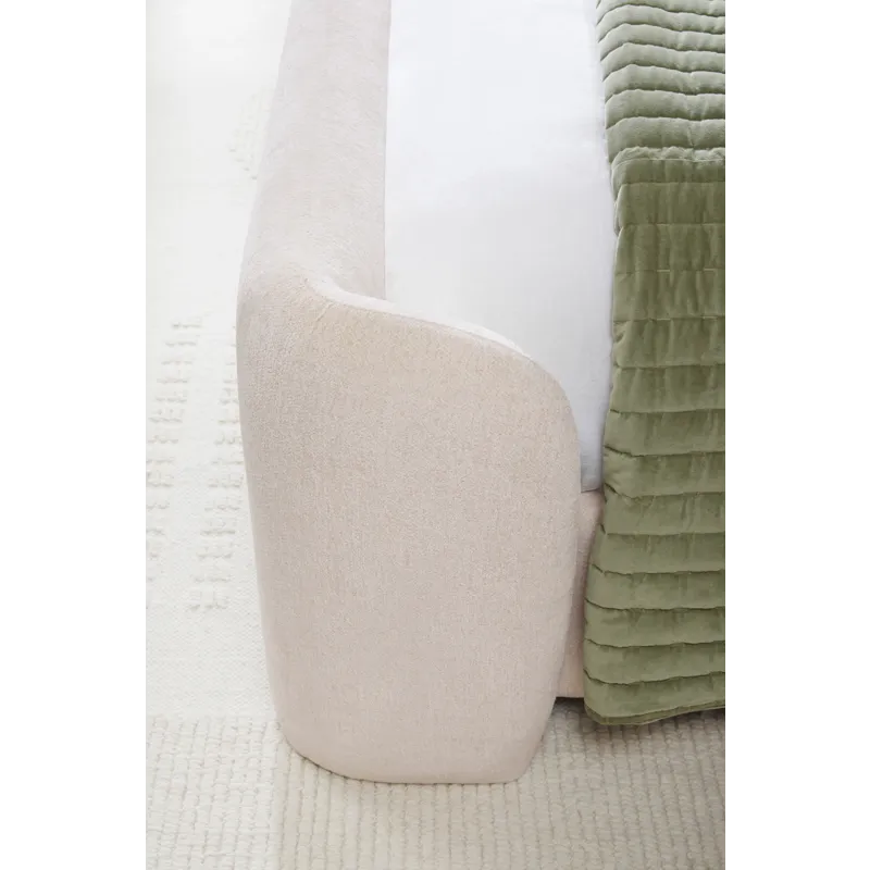 Shiloh White Mocha Queen Wingback Upholstered Bed