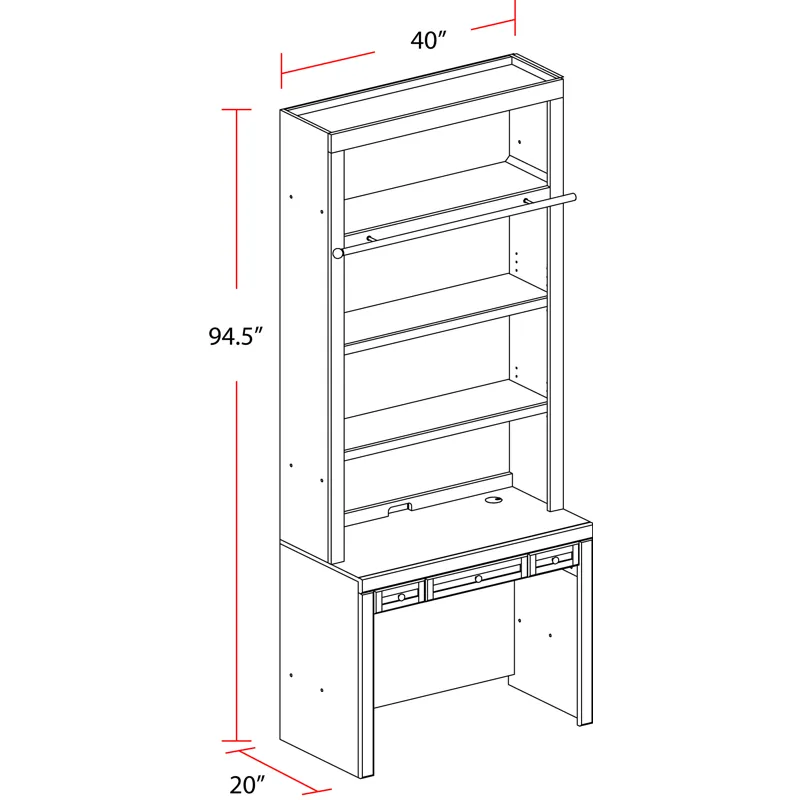 Catalina 40 In. Library Desk and Hutch