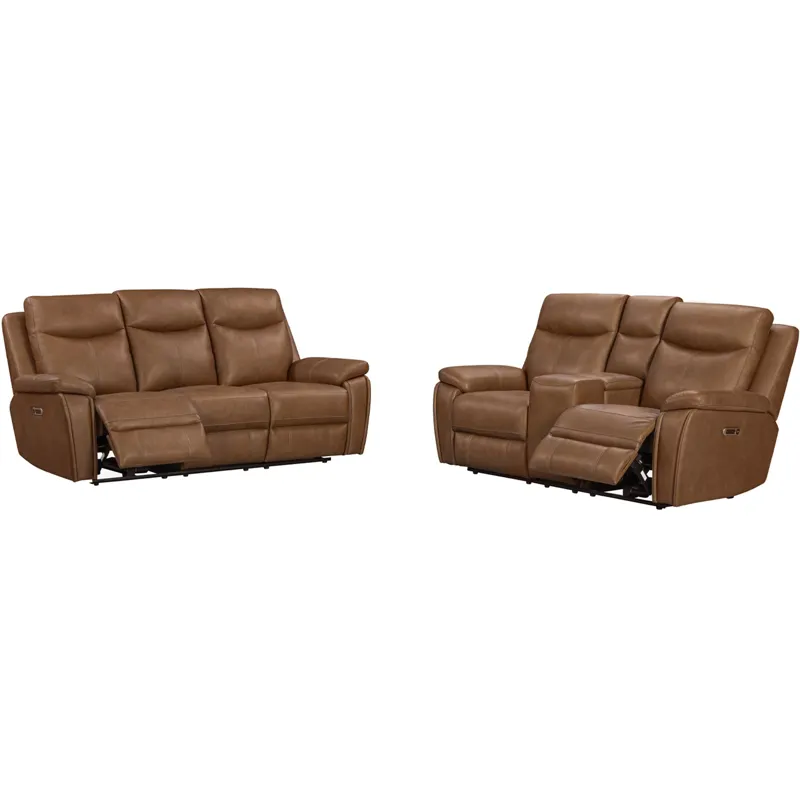 Veracruz Vintage Tan Zero Gravity Power Reclining Sofa and Loveseat