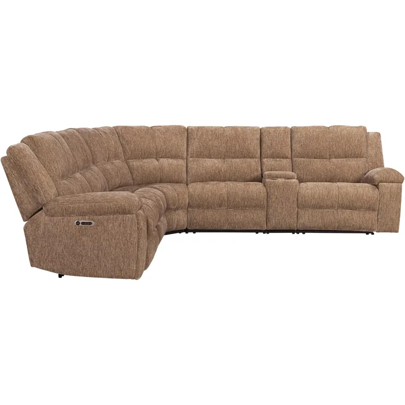 Bronco Plush Tobacco 6 Piece Modular Zero Gravity Power Reclining Sectional with Power Adjustable Headrests