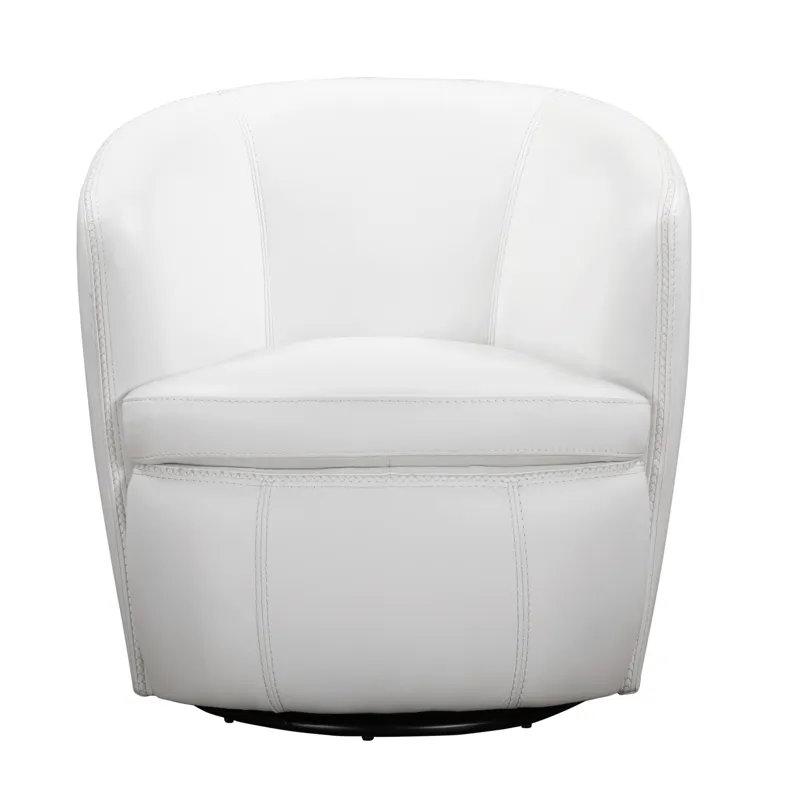Barolo Snow 100% Italian Leather Swivel Club Chair Two Pack