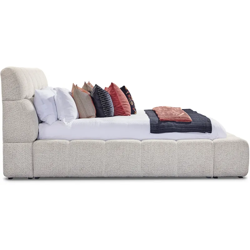 Escape Bedroom King Upholstered Bed with Dresser and Mirror