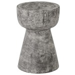 Curved Wood Stool, Thin Gray Stone