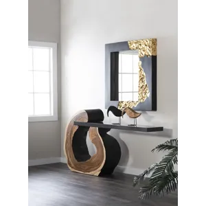 Mercury Mirror, Square, Black, Gold Leaf