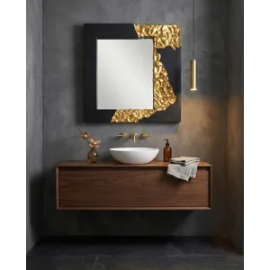 Mercury Mirror, Square, Black, Gold Leaf