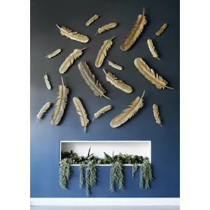 Feathers Wall Art, Small, Gold Leaf, Set of 2
