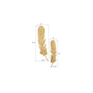 Feathers Wall Art, Small, Gold Leaf, Set of 2