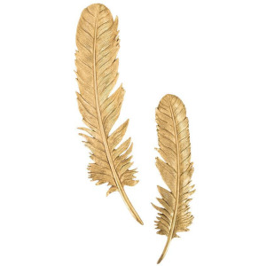 Feathers Wall Art, Small, Gold Leaf, Set of 2