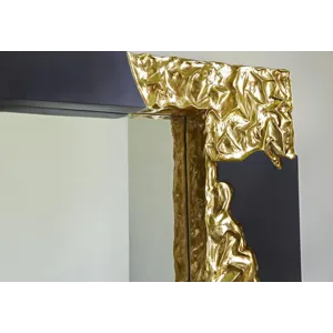 Mercury Mirror, Square, Black, Gold Leaf