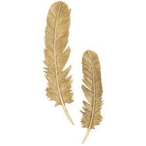 Feathers Wall Art, Large, Gold Leaf, Set of 2