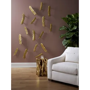 Feathers Wall Art, Small, Gold Leaf, Set of 2