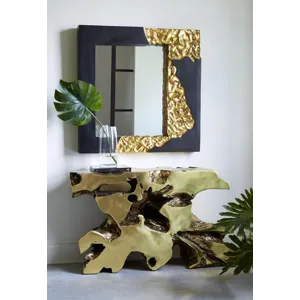 Mercury Mirror, Square, Black, Gold Leaf