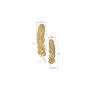 Feathers Wall Art, Large, Gold Leaf, Set of 2